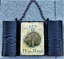 LEONE (2di3) Antico Quadro in LEGNO Intagliato a Mano - Zodiaco SEGNI ZODIACALI