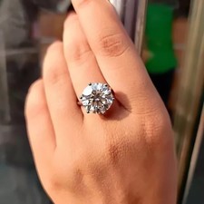 Anello solitario FN oro bianco 14 carati fidanzamento diamante taglio tondo 5,50 ct