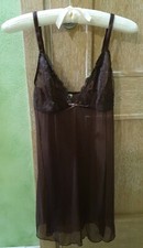 sottoveste intima lingerie sexy donn canotta Golden Point Matignon Pizzo marrone