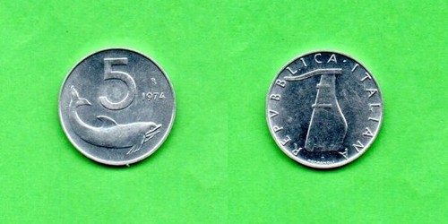 Italia lire 5 1974 - ,