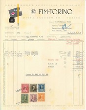 Fattura int. FIM-TORINO di Augusto Bo. Fabbrica Inchiostri e matite. Torino 1956