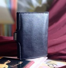 Porta Carte Di Credito Slim Rfid Portafoglio Piccolo Uomo Verticale Pelle Nero