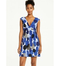 Mini abito Kate Spade taglia 4 viola blu nero stampa grande nuovo senza etichette