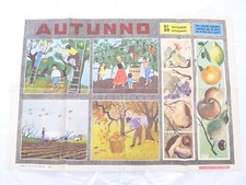 VINTAGE SCUOLA ELEMENTARE POSTER  1960 AUTUNNO  CONTADINI CAMPAGNA TABARELLI 