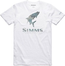 SIMMS Tarpon da Pesca Manica Corta Morbida T-Shirt Hex Flo Mimetica Bianco - Large - NUOVO!