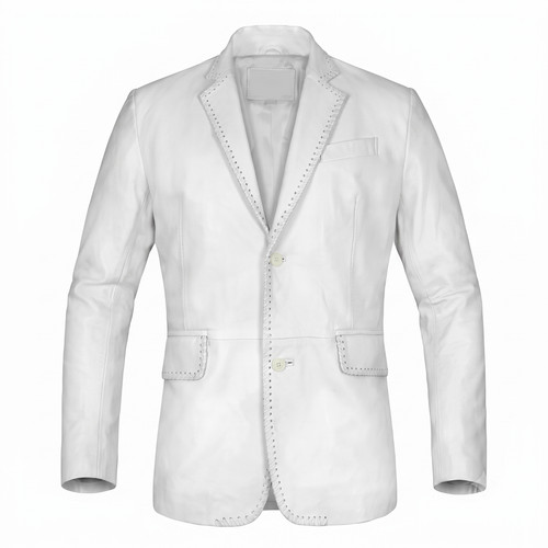 Blazer uomo bianco vera pelle