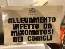 ALLEVAMENTO INFETTO DA MIXOMNATOSI DEI CONIGLI-COMUNE BOLOGNA cartello vintage