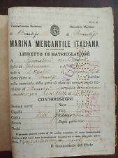 LIBRETTO MATRICOLAZIONE MARINA MERCANTILE 1932 BRINDISI IMBARCO NAVE NAVIGAZIONE