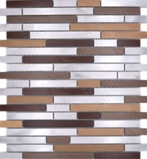 Metallo Mosaico Alluminio Piastrelle Bordure Rame Argento Parete 49-a991_F 10