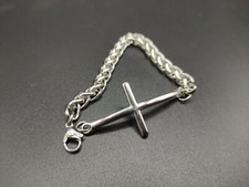 GIOIELLO ACCIAIO INOX ACCESSORIO MODA CROCE BRACCIALE CATENA