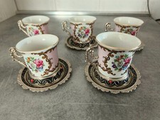 Limoges Servizio Da Caffè Porcellana E Silver 5 Pezzi Vintage Anni 60 70