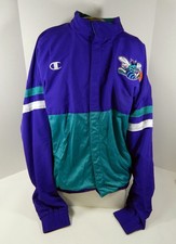 1990s Charlotte Hornets #21 Gioco Usato Viola Verde Blu Giacca 50 DP50767