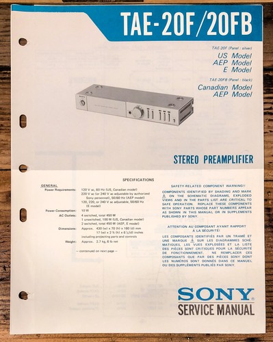 Sony tae 20f 20fb - sony, tae-20fb