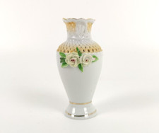 M&D OGGETTI D'ARTE VASO IN CERAMICA PORCELLANA LAVORATO A MANO BORDO DORATO