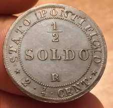 Moneta 1 Soldo 1867, Stato Pontificio Pio IX, qFDC, Rif. 6964