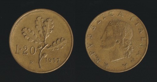 Lire 1957 ramo quercia - 1957,