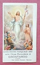 Santino Holy Card a libretto 1957: Comunione pasquale - Chiesa di Grontardo