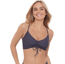 Top bikini nuovo con etichette Sports Illustrated L grigio tempesta con scollatura - costume da bagno grande