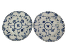 ROYAL COPENHAGEN BLU SCANALATO COMPLETO PIZZO SET 2 INSALATA/PIATTO DA DESSERT 1086 1° Q 7,75"