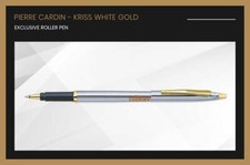 Pierre Cardin Kriss Oro Bianco a Sfera Penna Finiture IN Gt Blu Inchiostro Nuovo