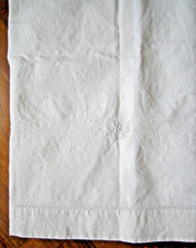 VECCHIO GRANDE ASCIUGAMANO TOILETTE IN LINO RICAMATO CORREDO BAULE DELLA NONNA