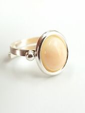 ANELLO DONNA CORALLO ROSA SARDEGNA ARGENTO 925 RODIATO ORO BIANCO  REGOLABILE 