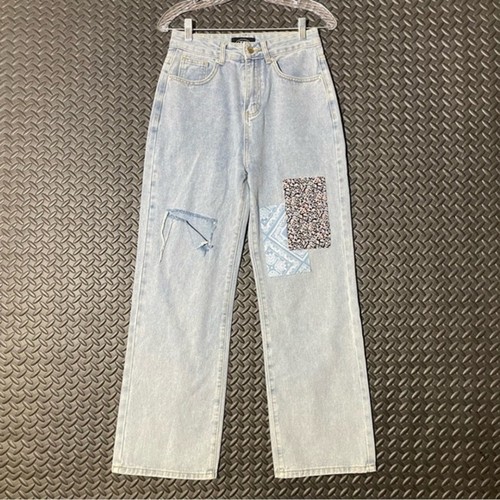 Jeans denim patchwork gamba