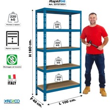 Scaffale in metallo per Box,Cantina,Garage | L.100xP.40xH.180 cm | BLU