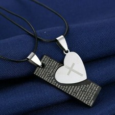 Collana 2in1 per Fidanzati Coppia Cuore Amore Uomo e Donna in Acciaio + Omaggio