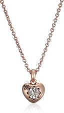 GUESS Collana per donna in acciaio rosa con ciondolo cuore e cristallo UBN51421
