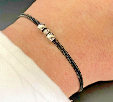 Bracciale in acciaio nero da uomo donna braccialetto a catena veneziana fine