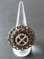 ? Steampunk anello regolabile fatto a mano ingranaggi color argento e bronzo ⚙