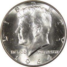 Moneta da 50c argento 1964 D Kennedy mezzo dollaro non circolata