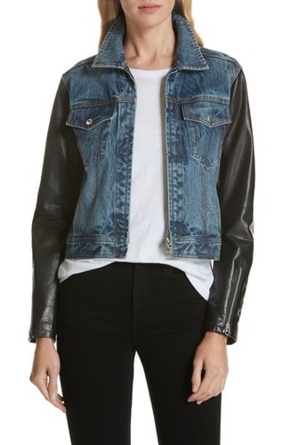 Giacca denim pelle - giacca, in