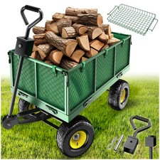 Carretto carrello rimorchio in ferro spinta per trasporto da giardino + vassoio 