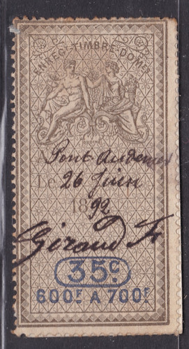 Timbre france 1892 fiscal - france,
