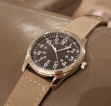 Orologio Uomo Pilot Militare Pelle Khaki