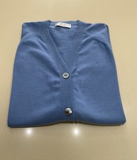 Brunello Cucinelli Maglione Cardigan Cashmere Celeste Taglia XL