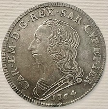 1/4 SCUDO 1764 TORINO REGNO DI SARDEGNA CARLO EMANUELE III° MONETA ARGENTO