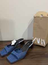 ZARA Mules donna denim tacco a