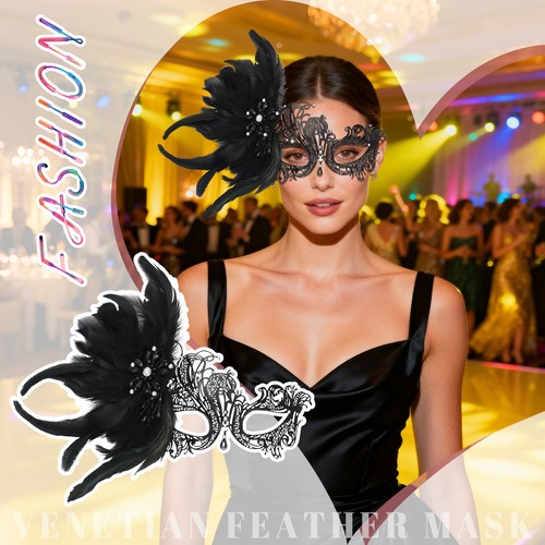 Maschera veneziana piuma donna - maschera,