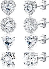 4 Paia Set Orecchini Argento