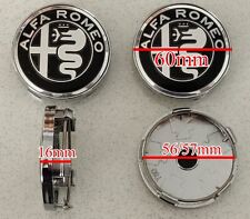 COPRIMOZZO FREGI ALFA ROMEO PER GIULIETTA MITO BRERA 159 CAPS TAPPI NERI 60mm x4