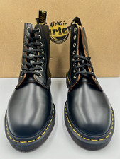 DR MARTENS STIVALI NERI SMITHS PASCAL VINTAGE PELLE LISCIA TAGLIA UK 8 EU 42