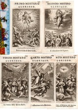 Santino - Holy Card - INCISIONI XIX secolo - N.5 Misteri Gloriosi del SS.Rosario
