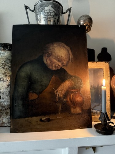 Dipinto olio metallo latta - dipinto,