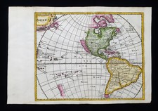 1710 CLUVERIUS rara mappa delle Americhe, Canada, USA, Texas, California, Florida USA