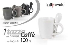 Tris 3 pezzi tazzine caffè 100ml con cucchiaio cucina accessori colori assortiti