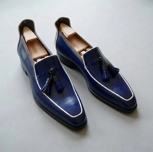 Mocassini uomo blu pelle - , nappa