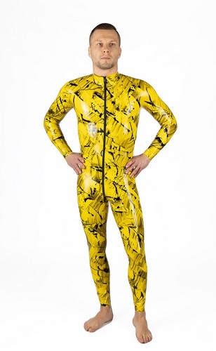 Catsuit giallo nero lattice - giallo-nero, in